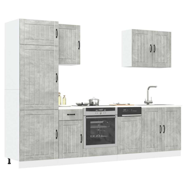 Mueble cocina Kalmar gris hormigón 7 pzas madera contrachapada D
