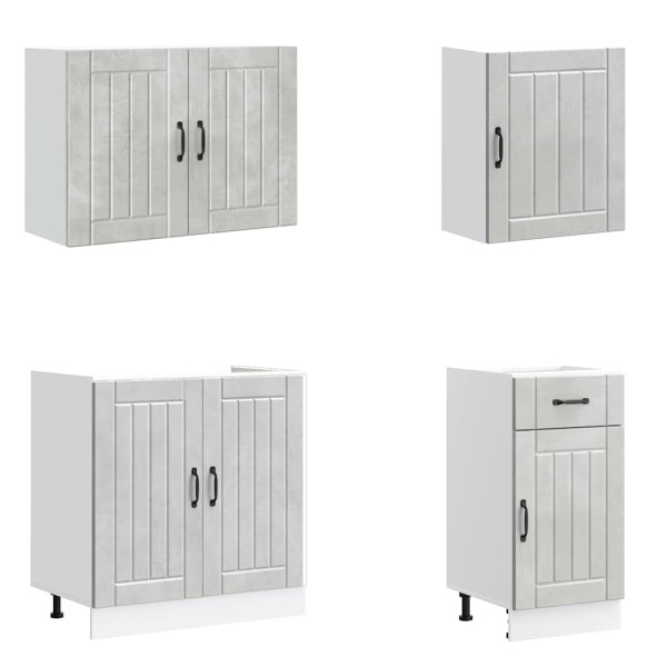 7 peças armário de cozinha conjunto Lucca cinzento cimento M 4