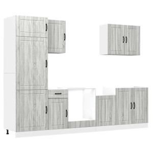 Mueble cocina Kalmar sonoma gris 7 pzas madera contrachapada H