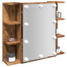 Mueble con espejo y LED madera vieja 70x16.5x60 cm 1