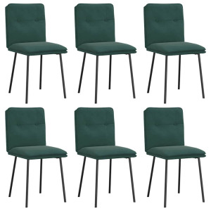 Sillas de comedor 6 unidades terciopelo verde oscuro H