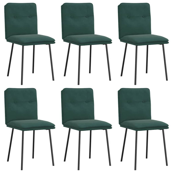 Cadeiras de jantar 6 pcs veludo verde-escuro M 2