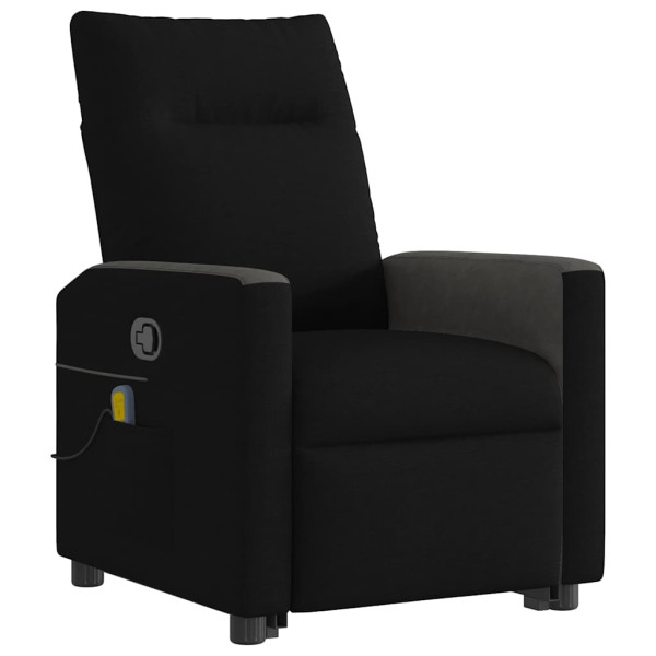 Sillón reclinable de masaje elevable tela negro M 4