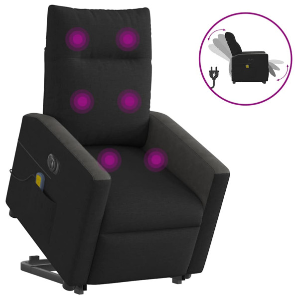 Sillón de masaje eléctrico reclinable elevable tela negro D