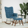 Mecedora con taburete de terciopelo azul 3