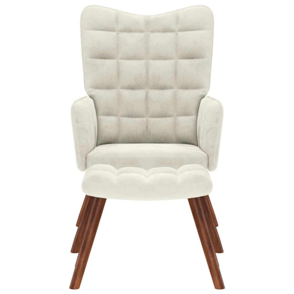 Sillón de relax con taburete terciopelo crema M 4