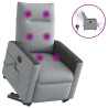Sillón de masaje eléctrico reclinable elevable tela gris claro 1