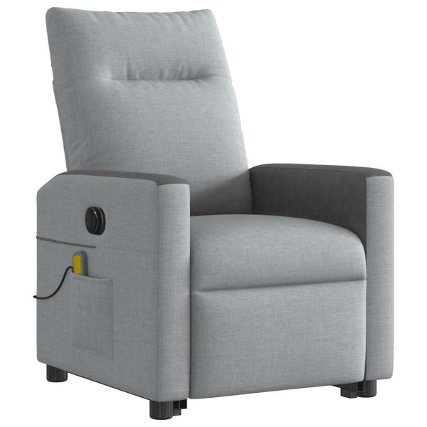 Sillón de masaje eléctrico reclinable elevable tela gris claro M 4