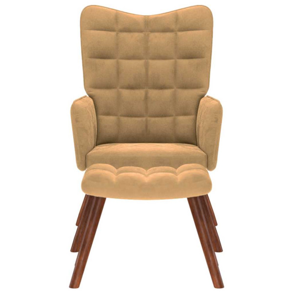 Sillón de relax con reposapiés terciopelo marrón M 4