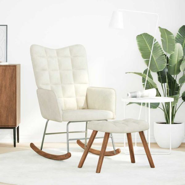 Cadeira de baloiçar com banco veludo creme M 3