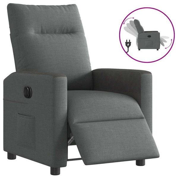Sillón reclinable eléctrico de tela gris oscuro D