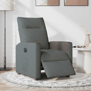 Sillón reclinable eléctrico de tela gris oscuro H