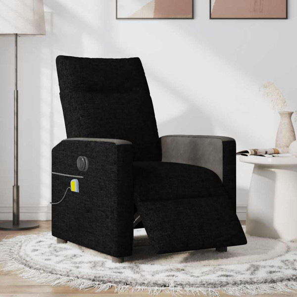 Sillón reclinable de masaje eléctrico tela negro M 2