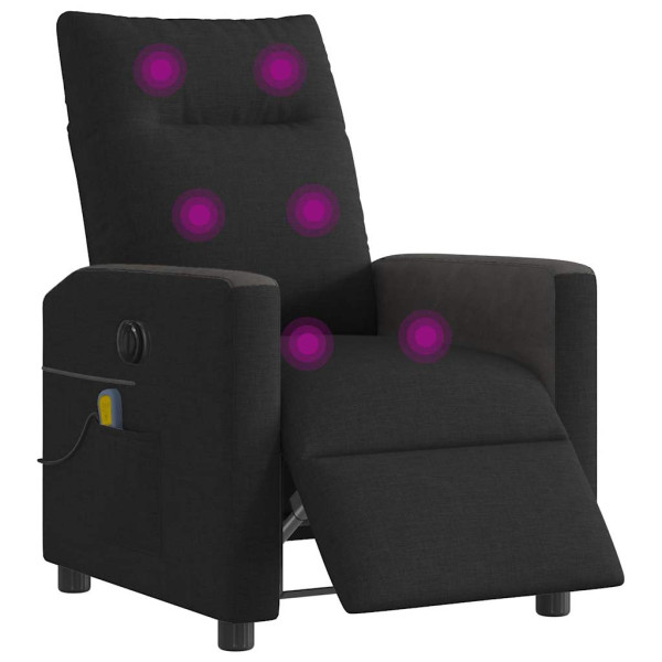 Sillón reclinable de masaje eléctrico tela negro M 3
