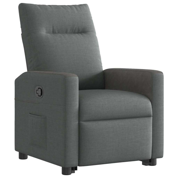 Sillón reclinable elevable de tela gris oscuro M 4