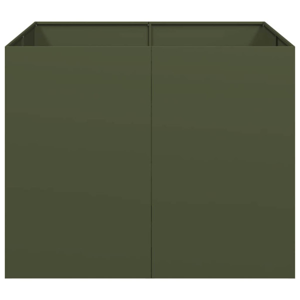 Jardinera acero verde oliva 100x100x80 cm M 4