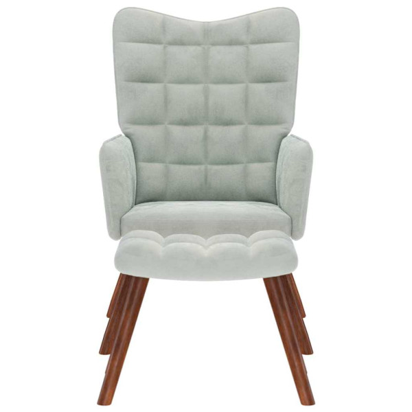 Sillón de relax con reposapiés terciopelo gris claro M 4