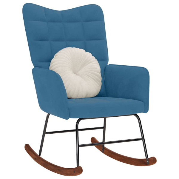 Silla mecedora de terciopelo azul D