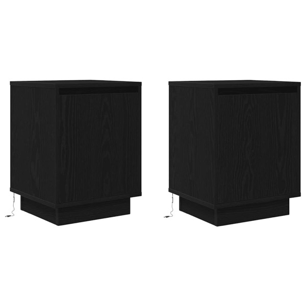 Mesillas de noche con luces LED 2 uds negro 38x34x50 cm M 3