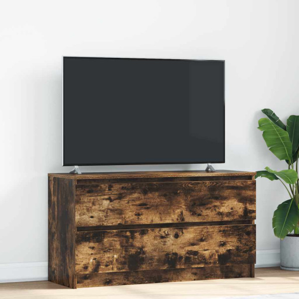 Mueble de TV madera de ingeniería roble ahumado 100x35x54 cm D