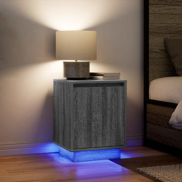 Mesillas de noche con luces LED 2 uds gris sonoma 38x34x50 cm D