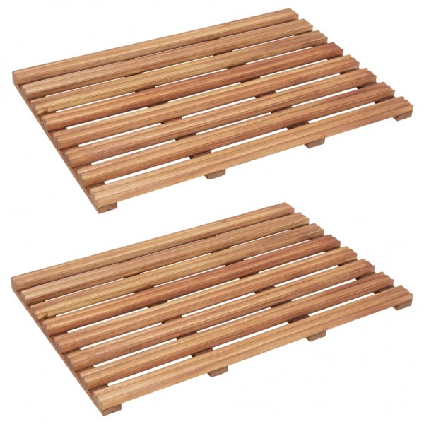 Alfombrillas de baño 2 uds madera maciza de acacia 56x37 cm D