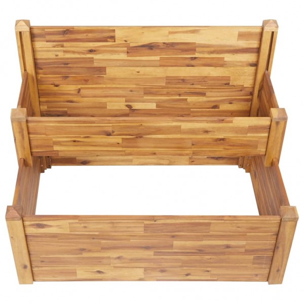 Jardinera de 2 niveles madera maciza de acacia 110x75x84 cm M 4