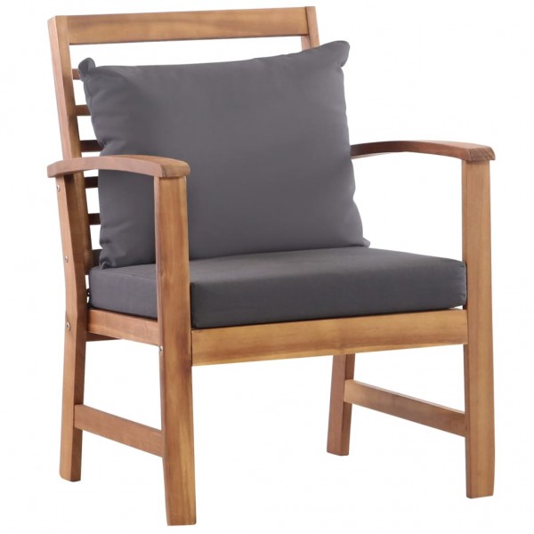 Muebles de jardín 4 piezas con cojines madera acacia maciza M 3