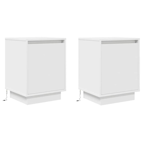 Mesas cabeceira c/ luzes LED 2 pcs 38x34x50 cm branco M 3