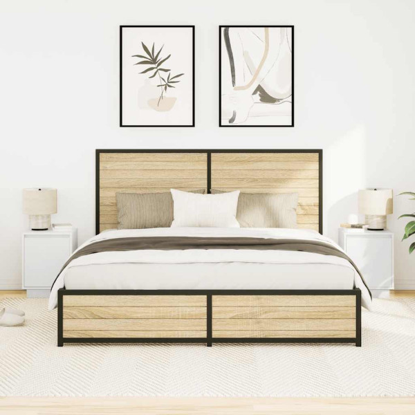 Mesas cabeceira c/ luzes LED 2 pcs 38x34x50 cm branco M 4