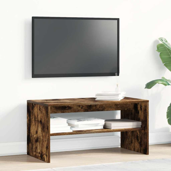 Mueble de TV madera de ingeniería roble ahumado 80x40x40 cm M 4