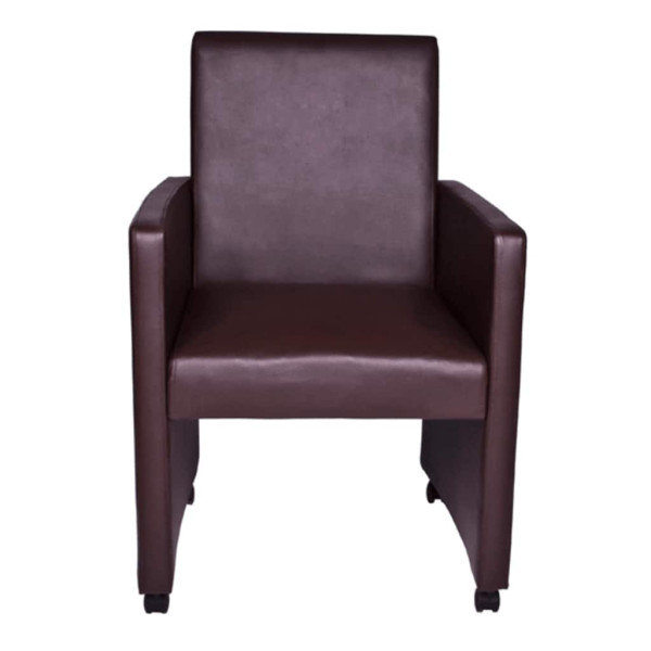 Sillas de comedor 2 unidades cuero sintético marrón M 3