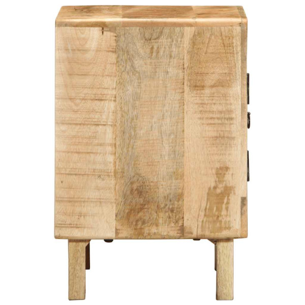 Mesita de noche de madera maciza de mango rugosa 40x32x46 cm M 3