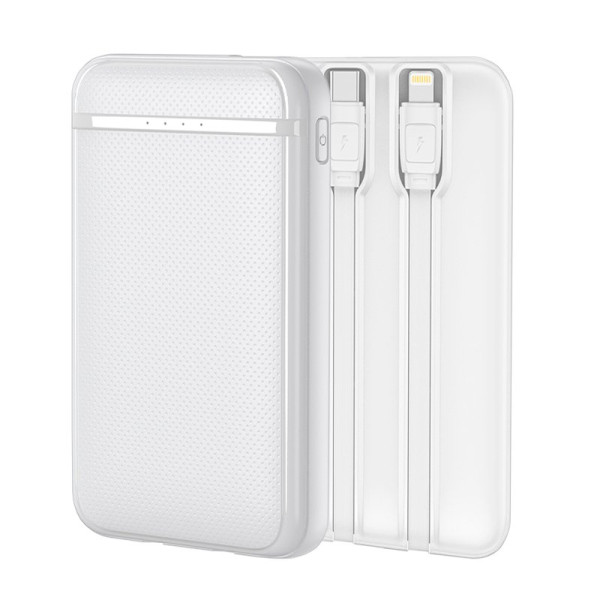Bateria Externa Power Bank 5000 mAh COOL (2 Cables: TIPO C / Lightning) Blanco D