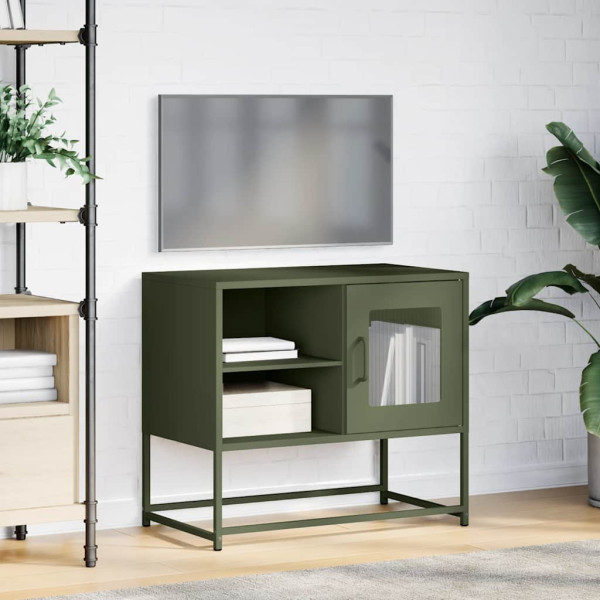 Mueble para TV de acero verde oliva 68x39x60.5 cm M 4