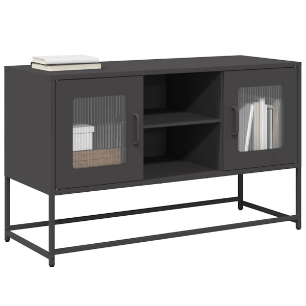 Mueble para TV de acero negro 100.5x39x60.5 cm D