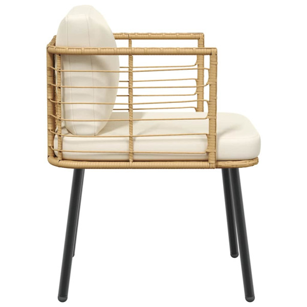 Sillón de jardín con cojines ratán sintético natural M 5