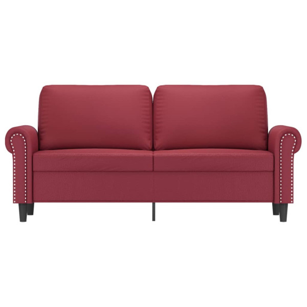 Sofá de 2 lugares 140 cm couro artificial vermelho tinto M 3