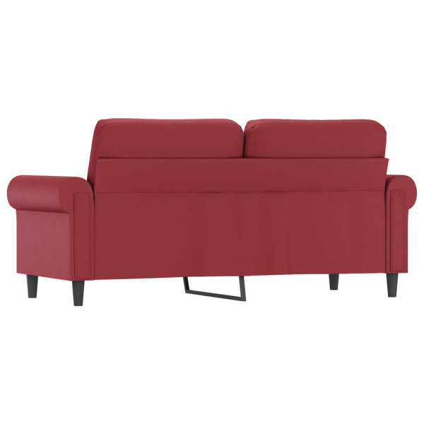 Sofá de 2 lugares 140 cm couro artificial vermelho tinto M 5