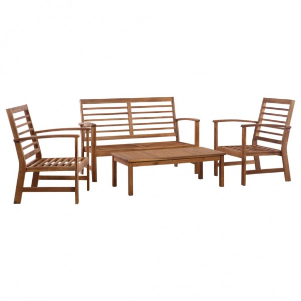 Juego de muebles de jardín 4 piezas madera maciza de acacia D
