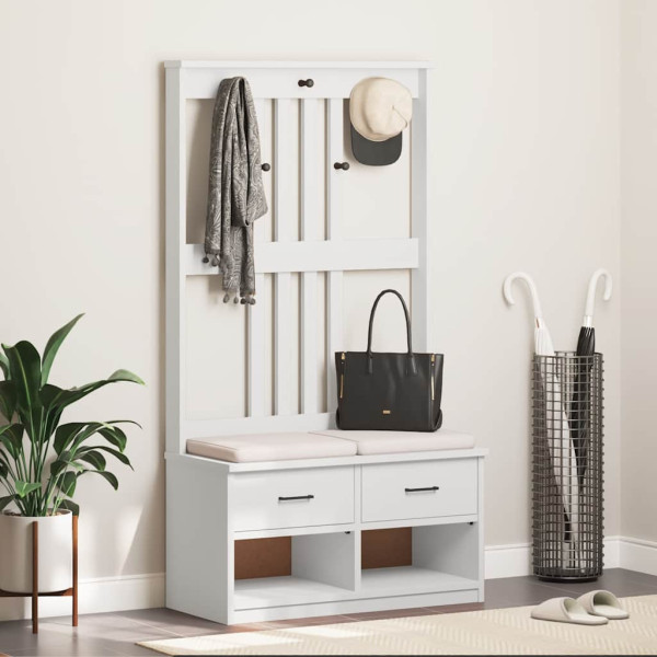 Árvore de Hall SANDNES Branca 87x40x159.5 cm Madeira Maciça de Pinho M 3