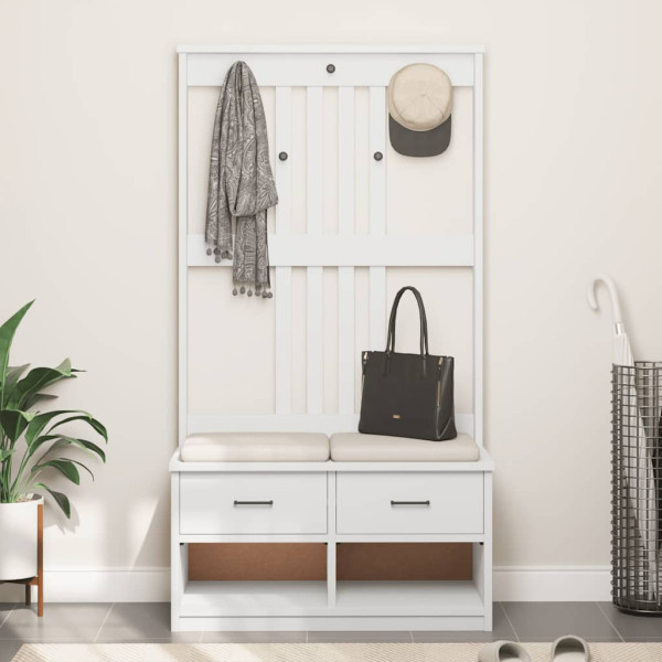 Árvore de Hall SANDNES Branca 87x40x159.5 cm Madeira Maciça de Pinho M 4