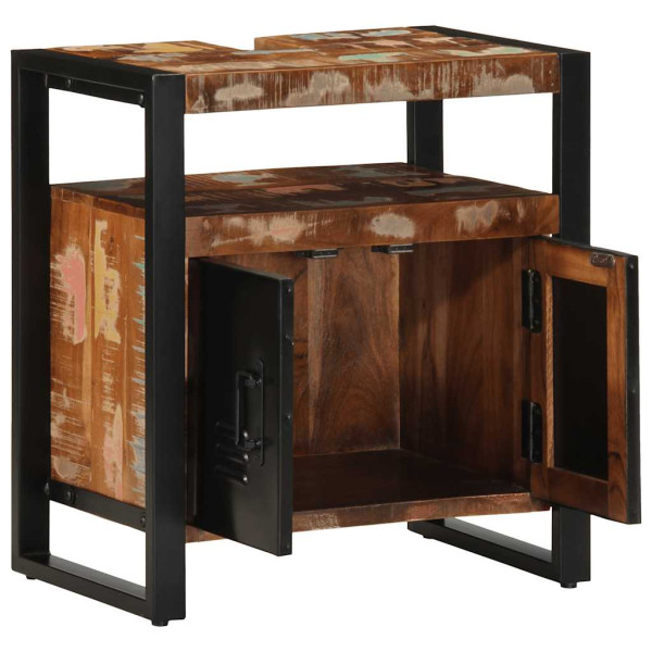 Mueble de baño para lavabo madera maciza reciclada 55x35x60 cm M 2