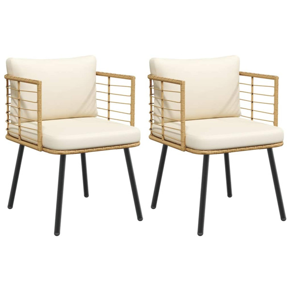 Sillones de jardín con cojines 2 uds ratán sintético natural D
