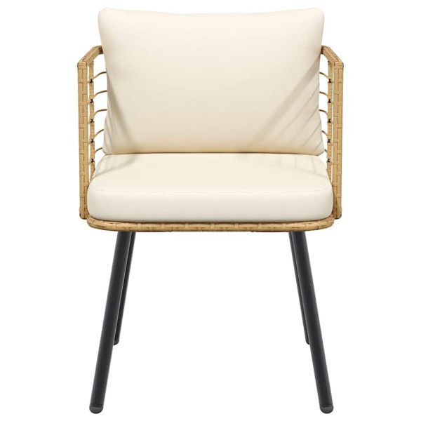 Cadeiras de jardim com almofadões 2 pcs vime PE naturais M 3