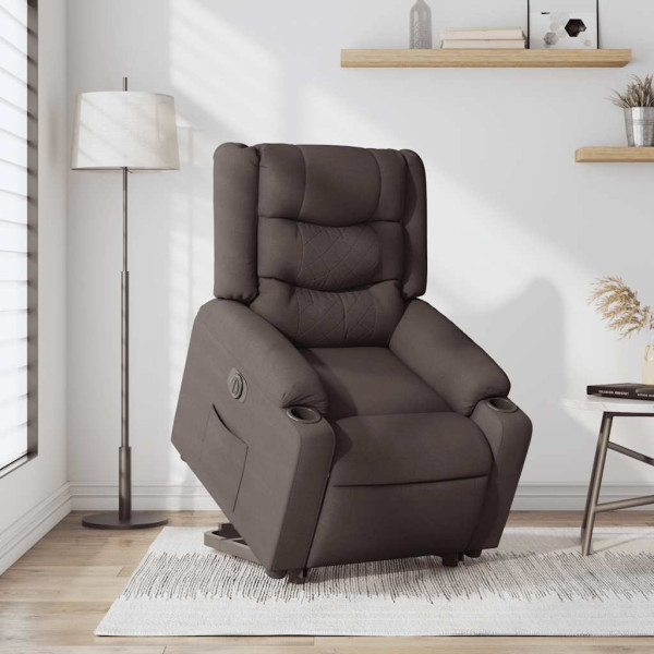 Sillón eléctrico reclinable elevable de tela marrón oscuro M 2