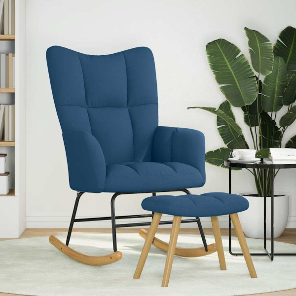 Sillón mecedora con taburete tela azul M 3