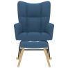 Sillón mecedora con taburete tela azul 4