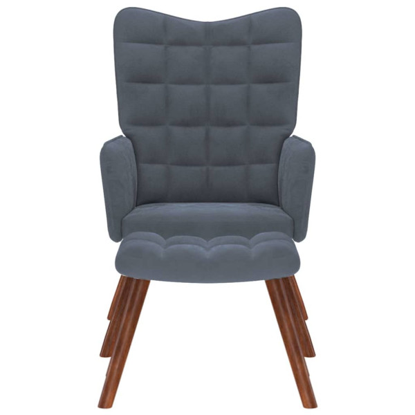 Sillón de relax con reposapiés terciopelo gris oscuro M 4