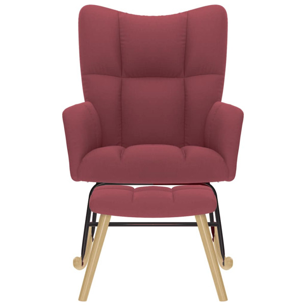 Sillón mecedora con taburete tela rojo tinto M 4